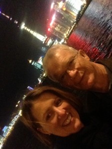 On the Bund, with river view of Pudong.